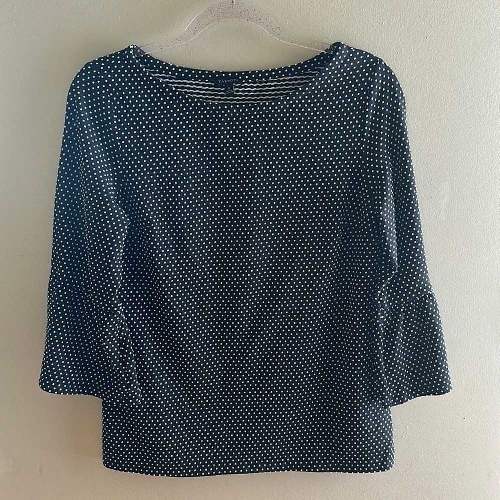 Talbots Polka Dot Bell Sleeve Career Top | Small‎